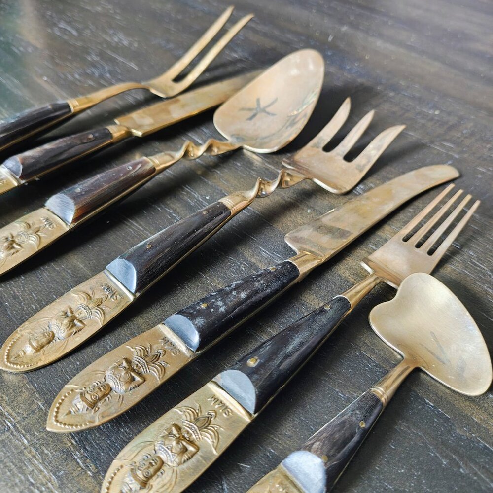 Vintage JIM’S GEMS Bronze Factory Flatware Set - Picture 4 of 16